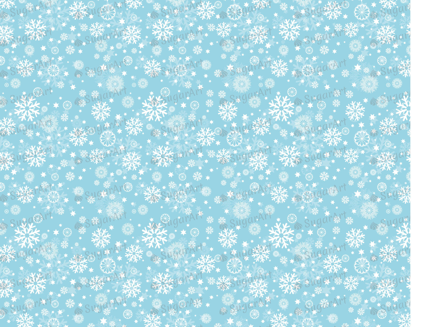 White Snowflakes on Blue Background - Icing - ISA184.