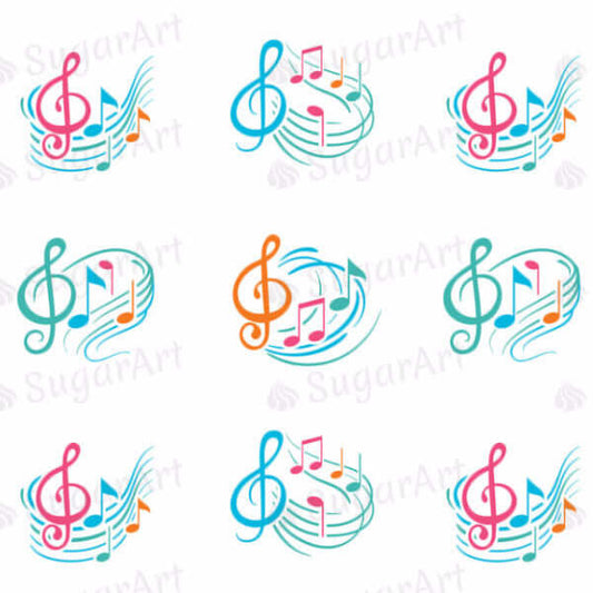 Colorful Musical Notes - ESA009-Sugar Stamp sheets-Sugar Art