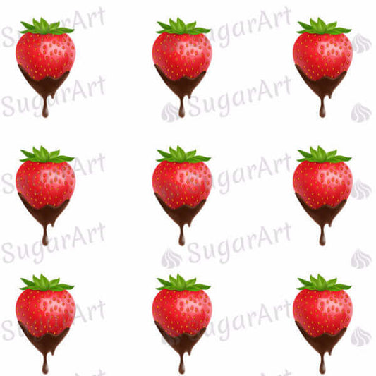 Strawberry in chocolate - ESA017-Sugar Stamp sheets-Sugar Art