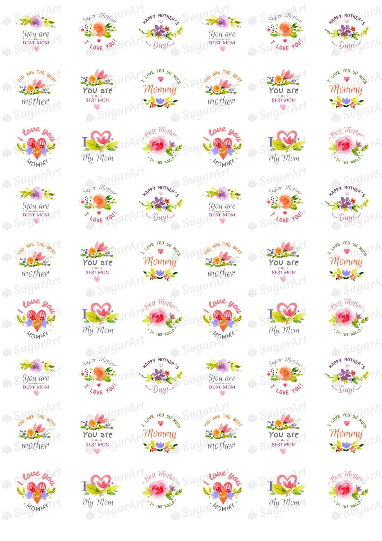 Watercolour Happy Mother's Day - HSA027-Sugar Stamp sheets-Sugar Art